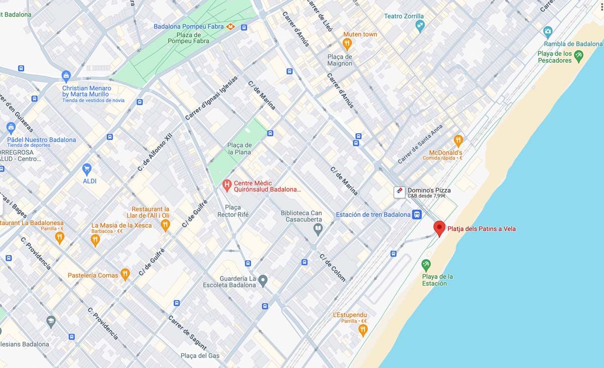 Playa para perros Patins de Vela en Badalona
